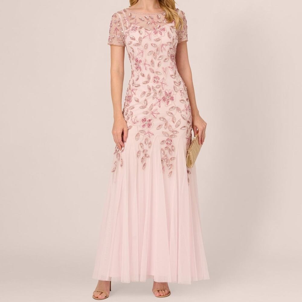 Adrianna Papell Blush Floral Maxi Dress